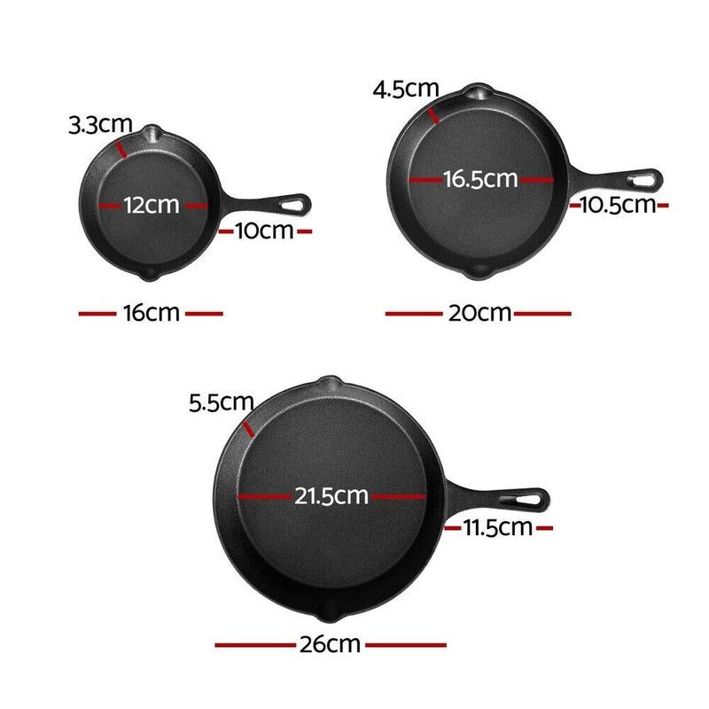 Cast Iron PRO 3-Piece Skillet Set