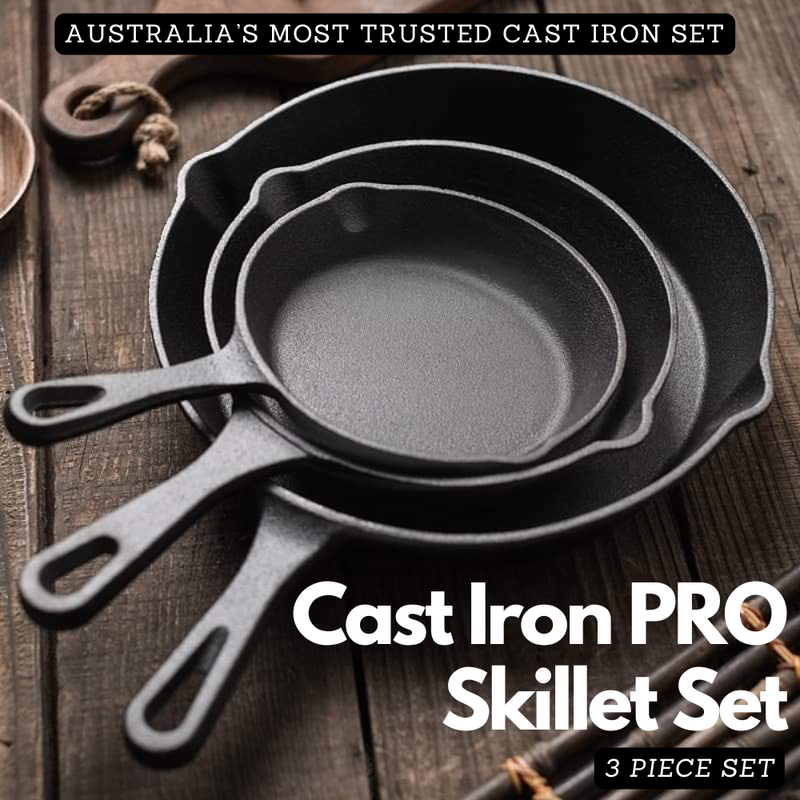 Cast Iron PRO 3-Piece Skillet Set