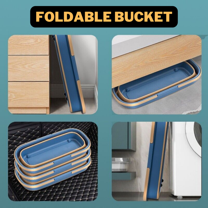 SmartMop + Foldable Bucket (6 FREE Microfibre Pads)