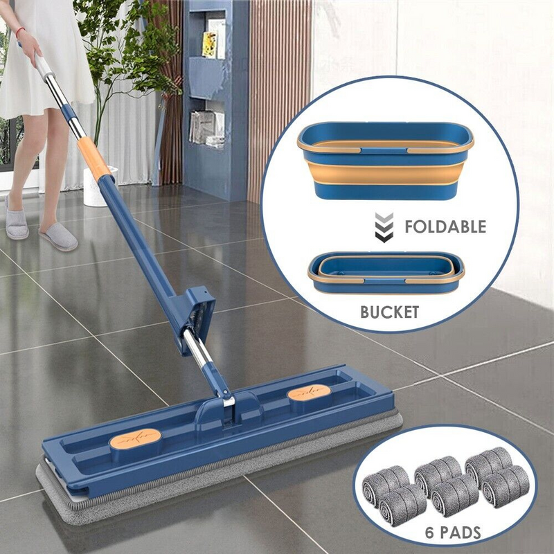 SmartMop + Foldable Bucket (6 FREE Microfibre Pads)